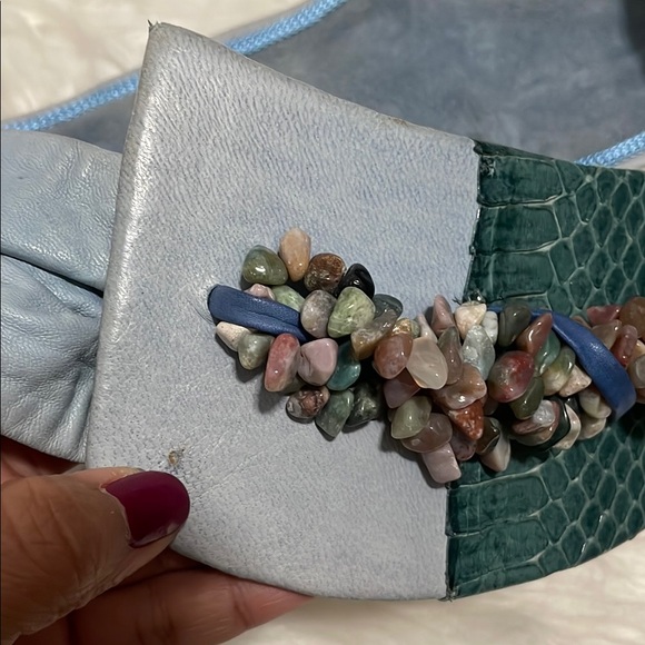 Laise Adzer Vintage Blue Leather Statement Belt - Picture 2 of 10